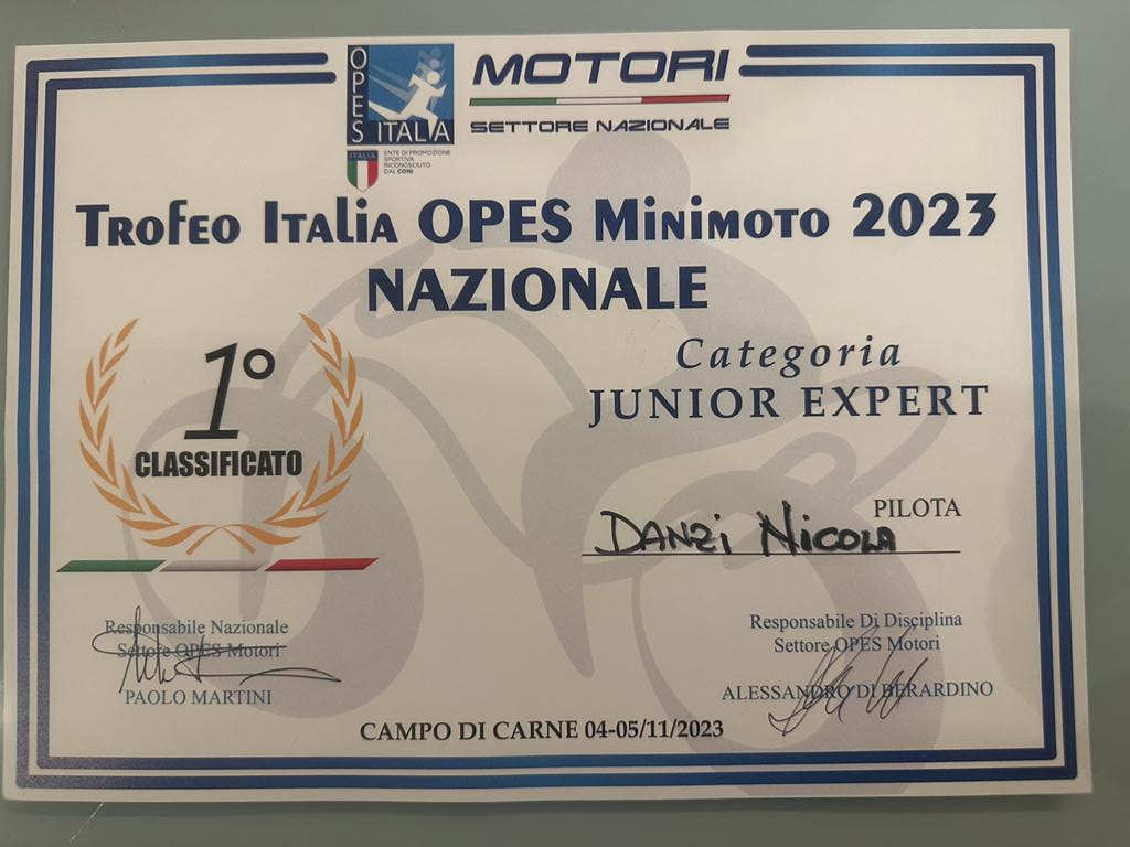 dinamitemoto classifica generale trofeo opes 2023 attestato titolo